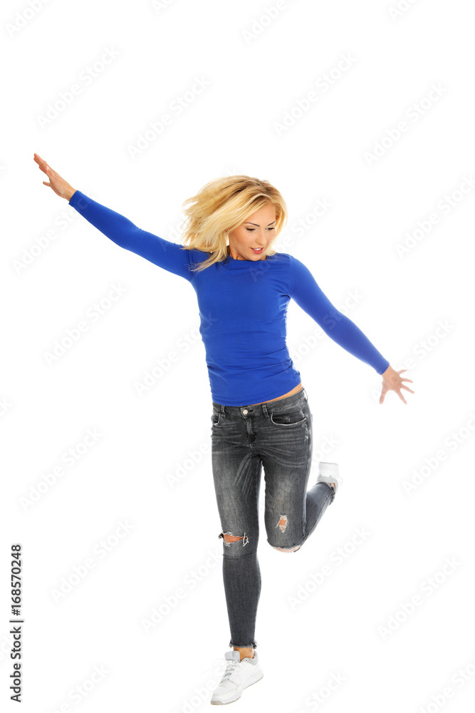Happiness and freedom - jumping. Happiness and freedom - jumping.