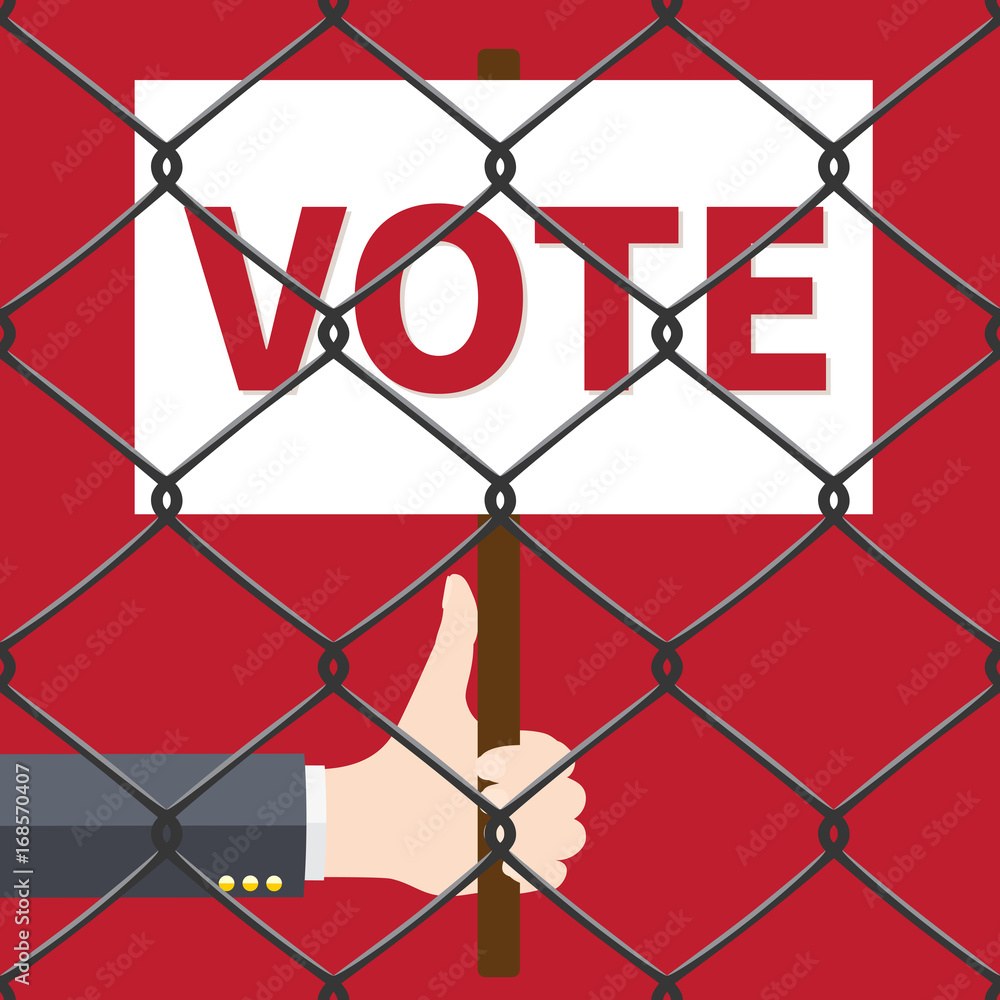 Hand holds Vote sign