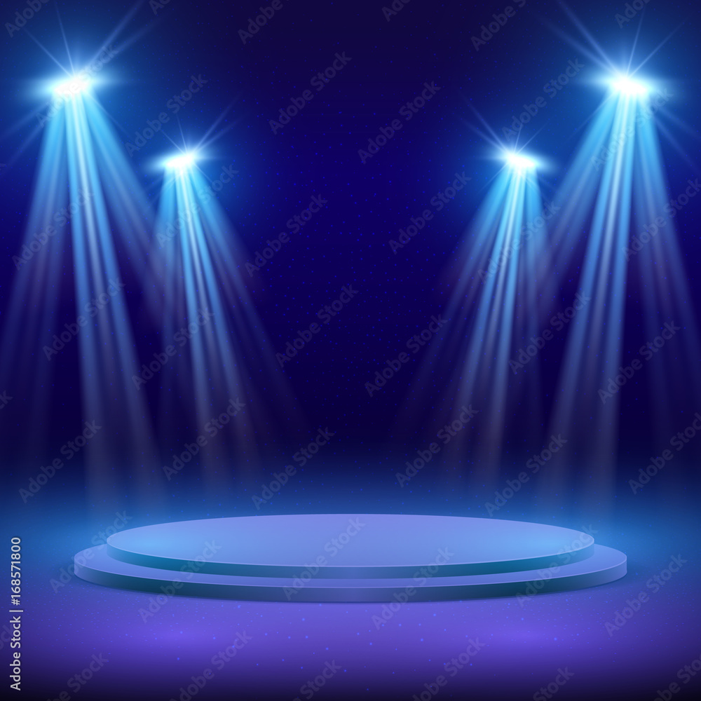 Concert stage with spot light lighting. Show performance vector background  Stock-Vektorgrafik | Adobe Stock