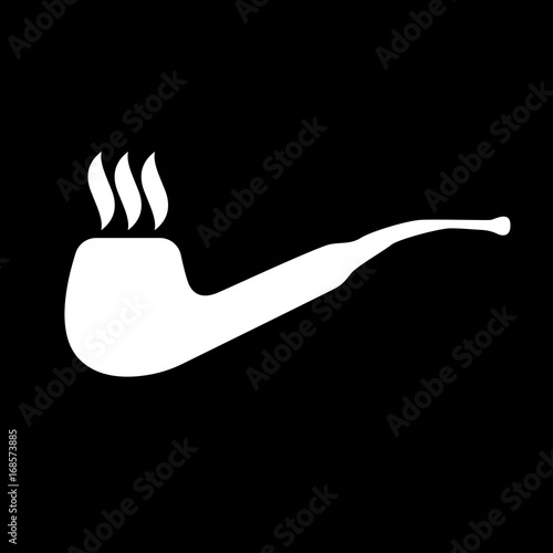 Smoking pipe white color icon .