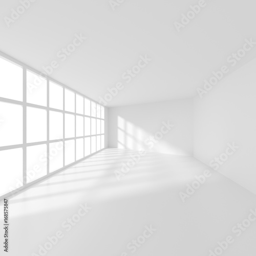 White Modern Room with Window. Office Interior Design