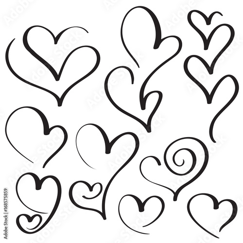 set of calligraphy heart art for design. Vector illustration EPS10
