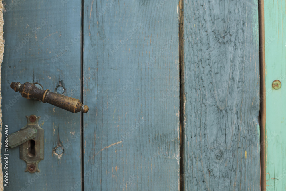 Old door with lock, Old wood texture, Green background Old door with lock, Old wood texture, Green background