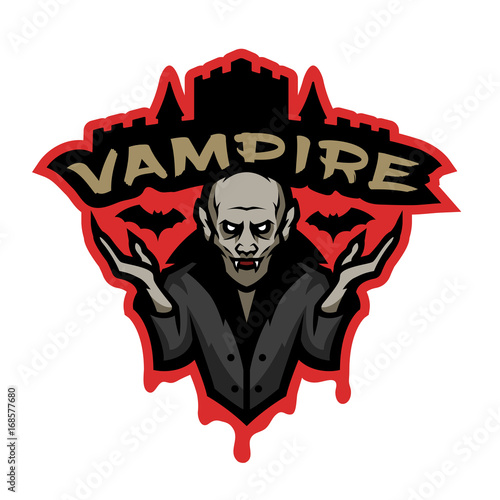 Vampire, emblem on a dark background.