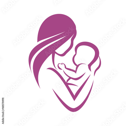 mother and baby icon  stylized vector symbol