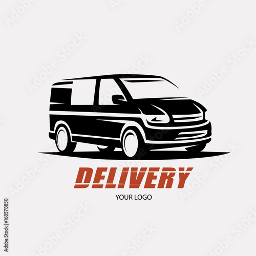delivery and shipping service logo template, minivan stylized symbol