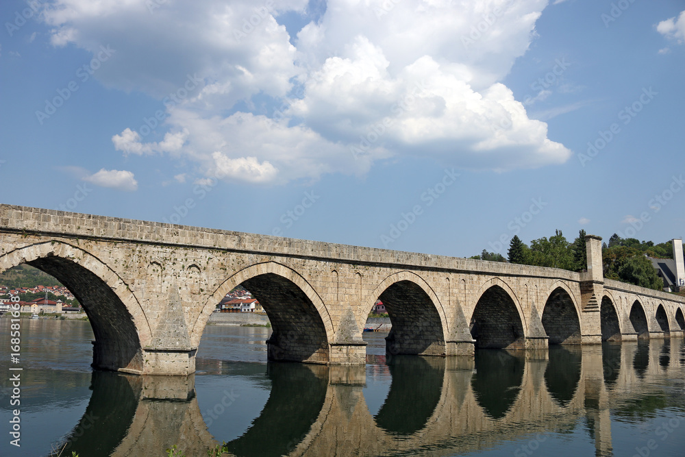Fototapeta premium old stone bridge on Drina river Visegrad Bosnia
