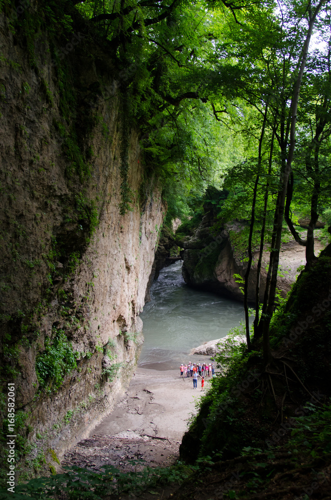 Stunning beauty of the mountains of the Northwest Caucasus . Waterfalls Stunning beauty of the mountains of the Northwest Caucasus . Waterfalls