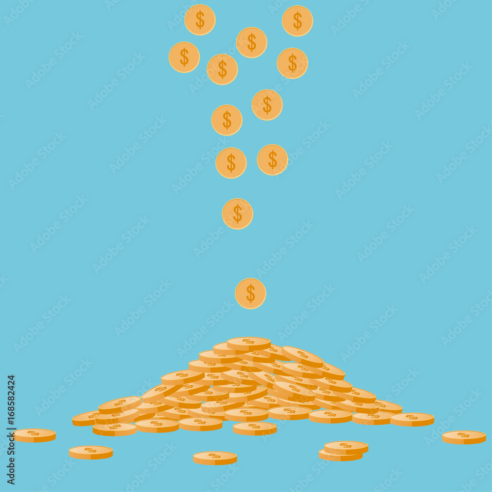 Gold Coin Stacks Icon In Shape Of Diagram Dollar Sign Symbol Flat