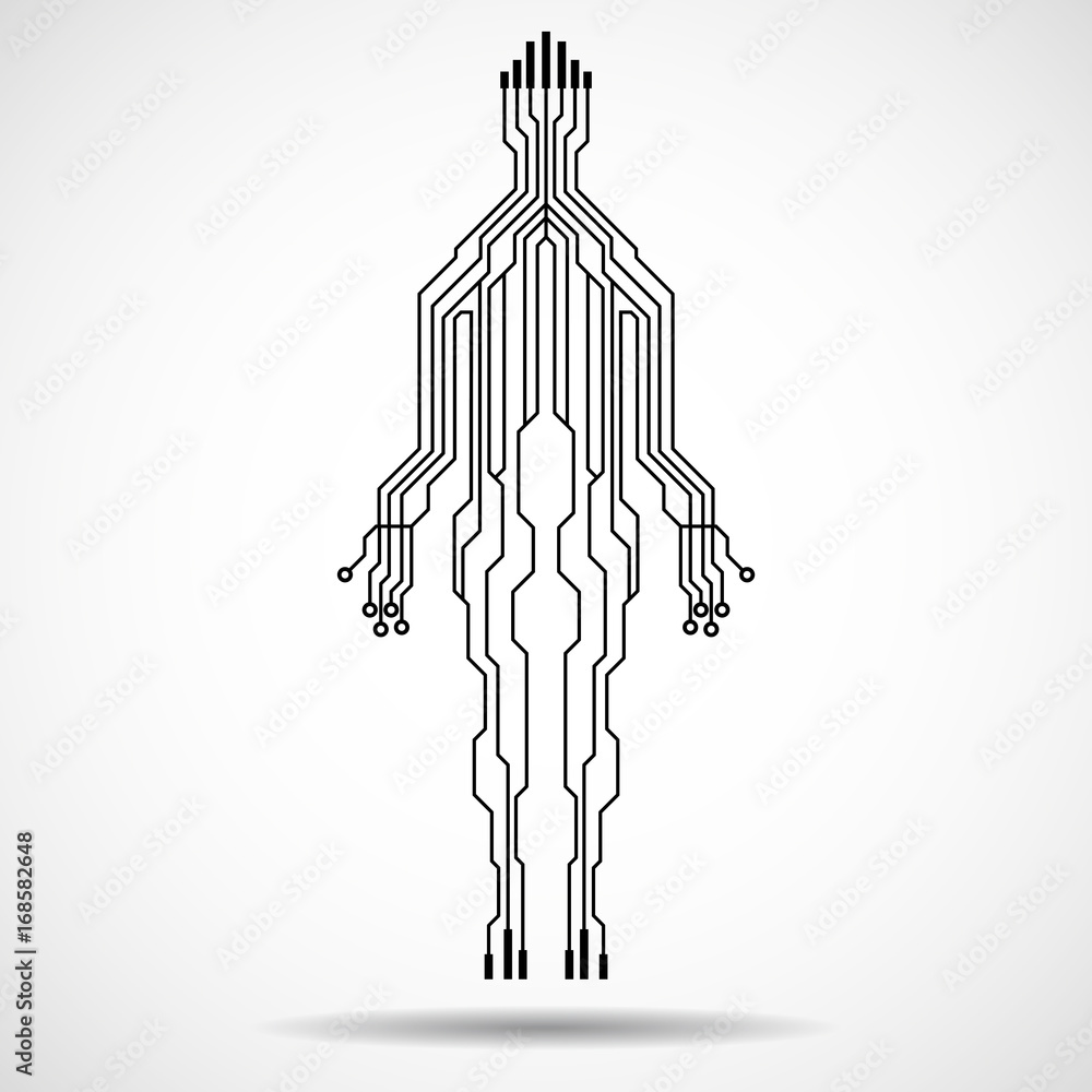 Abstract silhouette man of circuit board. Vector Abstract silhouette man of circuit board. Vector