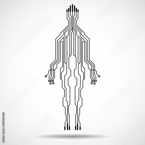 Abstract silhouette man of circuit board. Vector