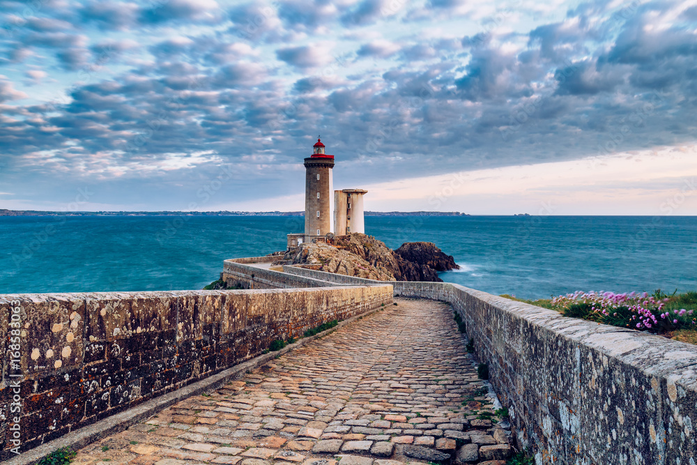 Lighthouse Phare du Petit Minou in Plouzane, Brittany (Bretagne), France.