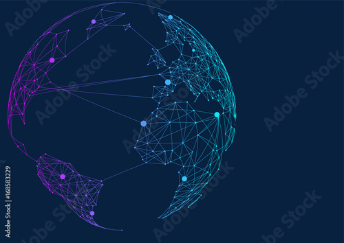 point and line composed world map,representing the global,Global network connection,international meaning.