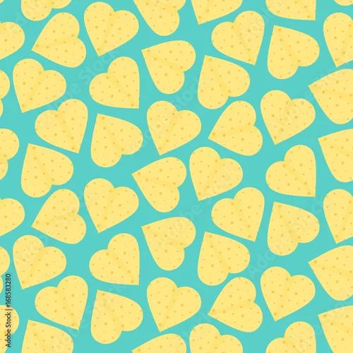 Tapety Ładny wzór z żółtymi sercami z tortilli. Ładne meksykańskie serca tortilla tekstury na tekstylia, papier pakowy, baner, okładka, kawiarnia i menu restauracji