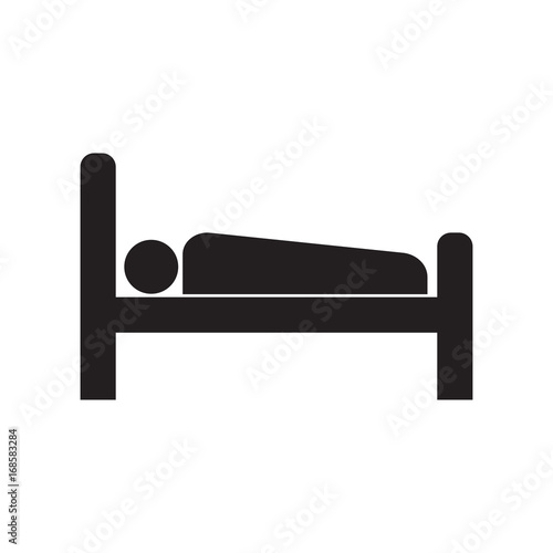 Line icon accommodation. Man lying in bed. Vector illustration.