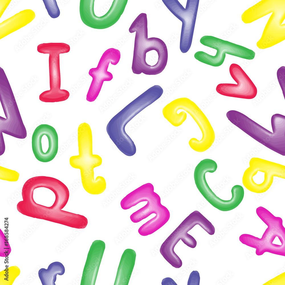 Naklejka premium Seamless pattern background with colored letters.