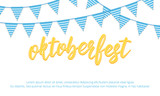 Oktoberfest banner. Background with Oktoberfest hand lettering and checkered buntings.