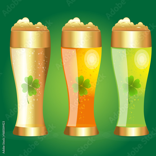 Set of Golden Glass of Beer