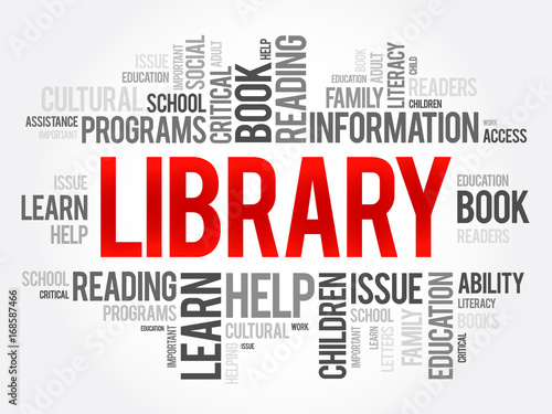 Library word cloud collage, education concept background