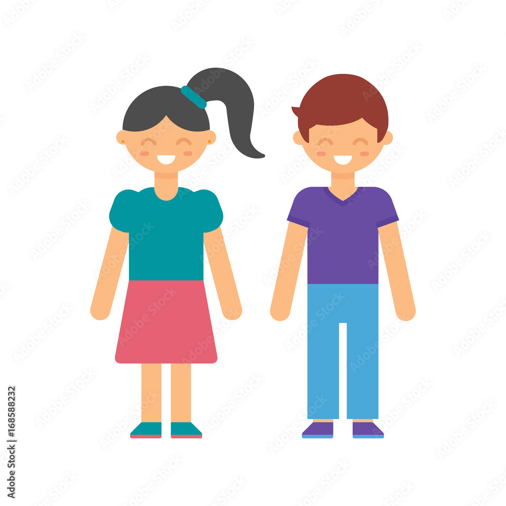 Children female and male character, vector illustration Children female and male character, vector illustration