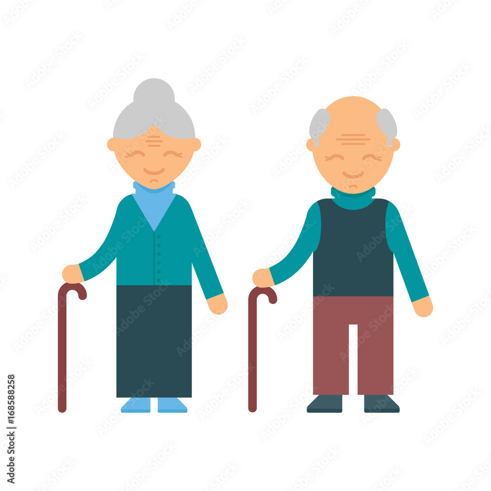 Old people female and male character, vector illustration Old people female and male character, vector illustration