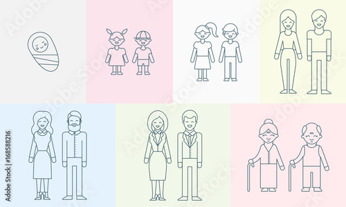 People of different ages vector illustration for infographic