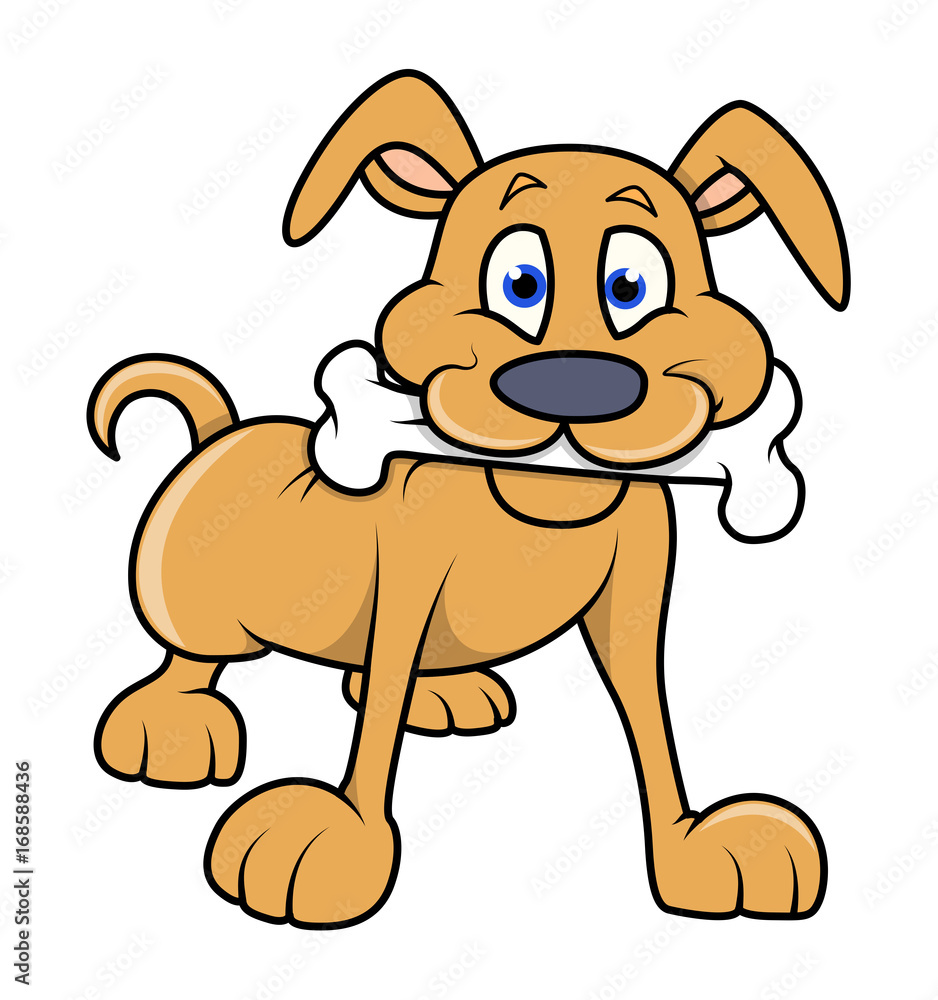 Obraz premium Vector Illustration of Labrador Puppy with Bone