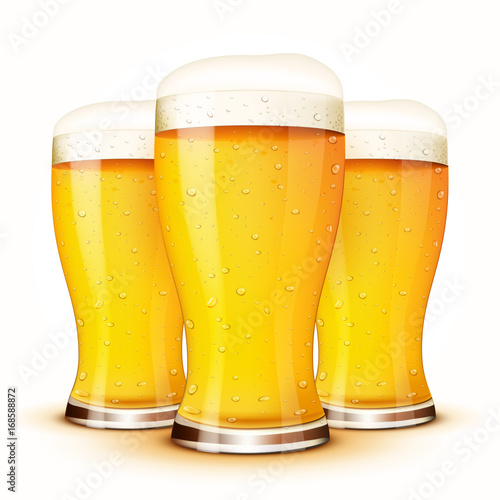Glass of beer isolated on white background.