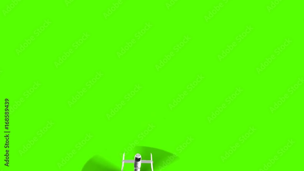 White civilian helicopter in flight - green screen White civilian helicopter in flight - green screen
