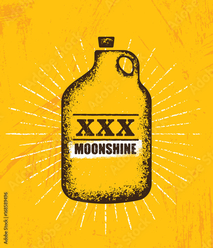 Moonshine Jug Pure Original Corn Spirit Creative Artisan Illustration. Raw Homemade Alcohol Creative Sign