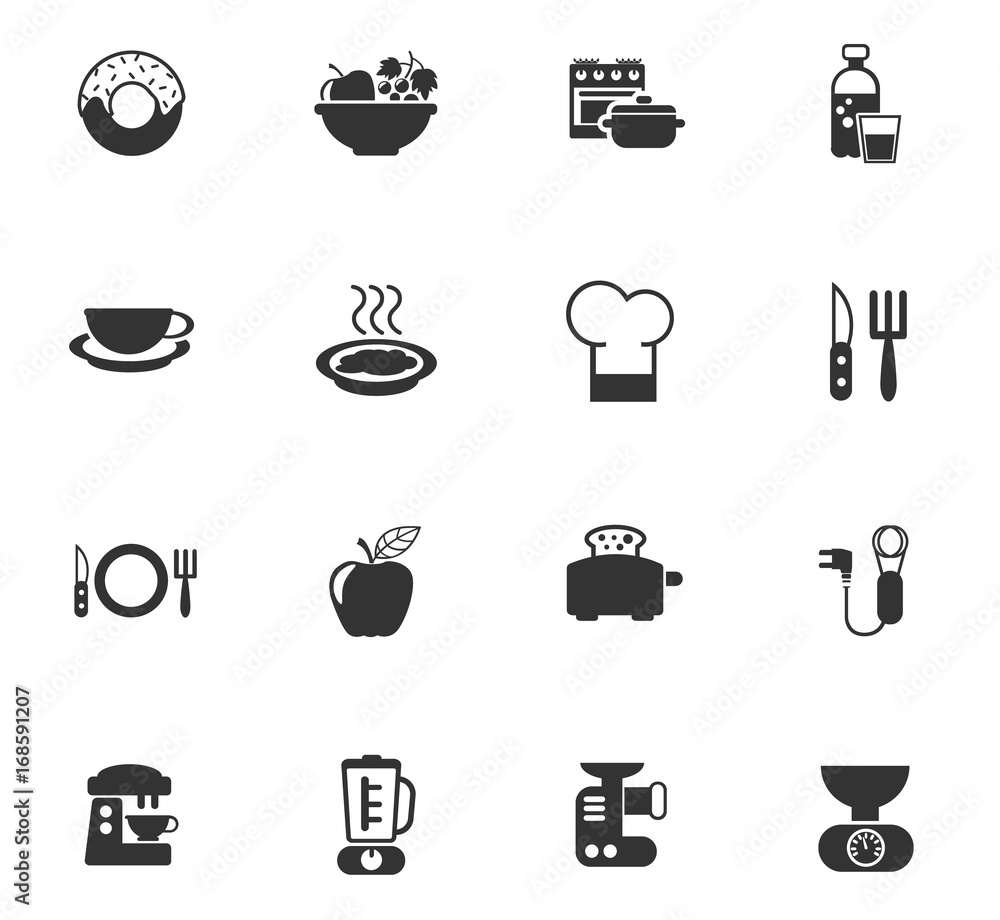 food and kitchen icon set food and kitchen icon set