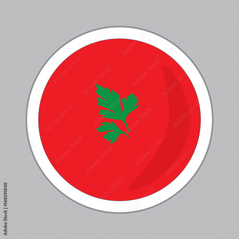 tomato soup with parsley leaves- vector illustration tomato soup with parsley leaves- vector illustration