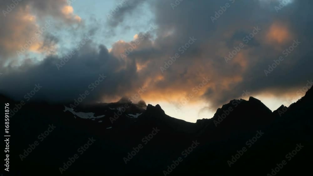 Beautiful sunset panorama view on Lofoten islands, Norway. Timelapse clip. Beautiful sunset panorama view on Lofoten islands, Norway. Timelapse clip.