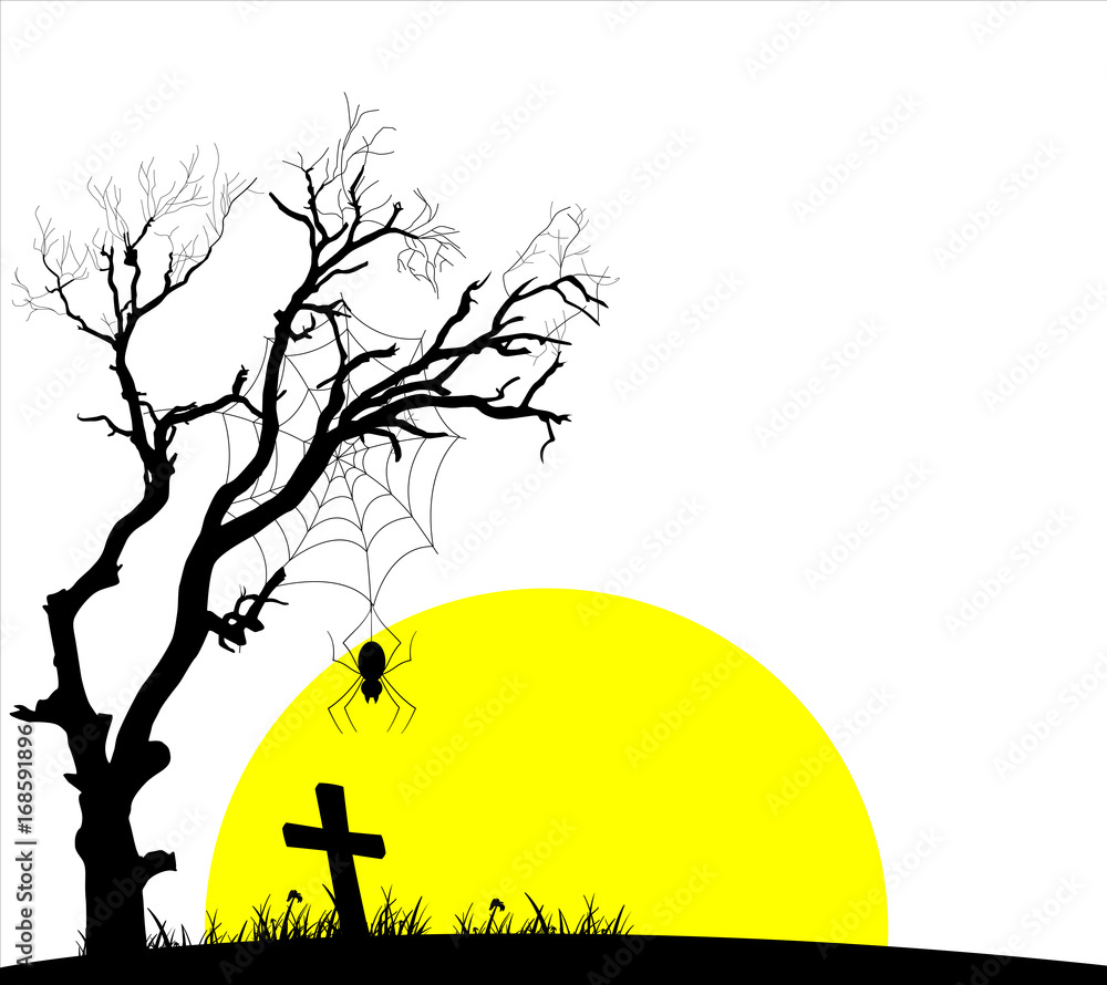 Dead Tree in Moonlight - Halloween style background