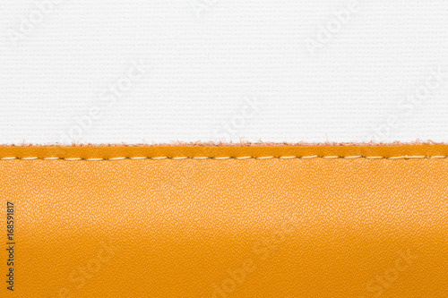 Stitched leather brown color on white background