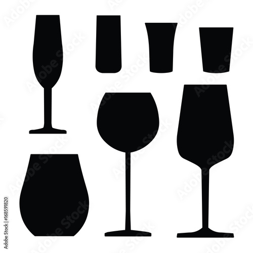 set of wine and vodka glasses- vector illustration