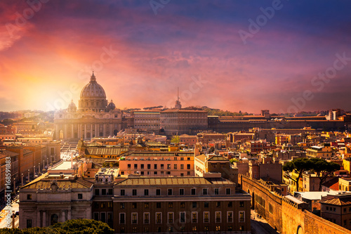 Vatican city. St Peter's Basilica. Panoramic view of Rome and St. Peter's Basilica, Italy photo