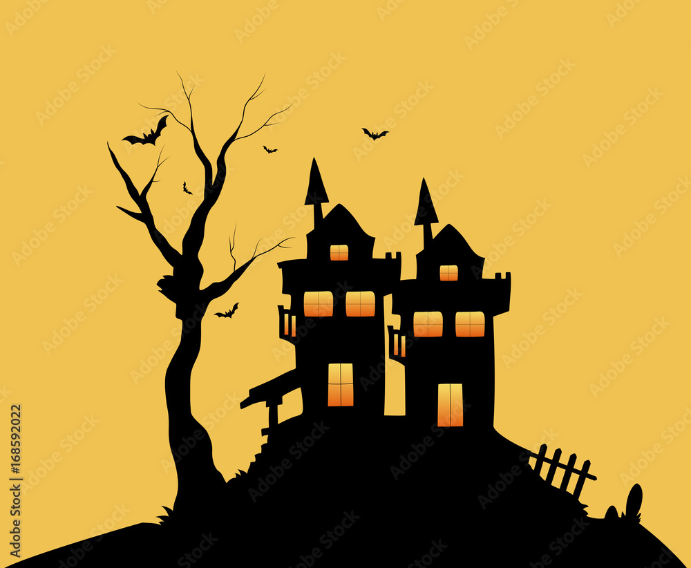 Haunted Castle at Night Vector - Halloween style background