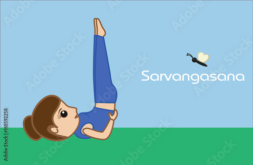 Yoga Cartoon Vector Pose - Sarvangasana