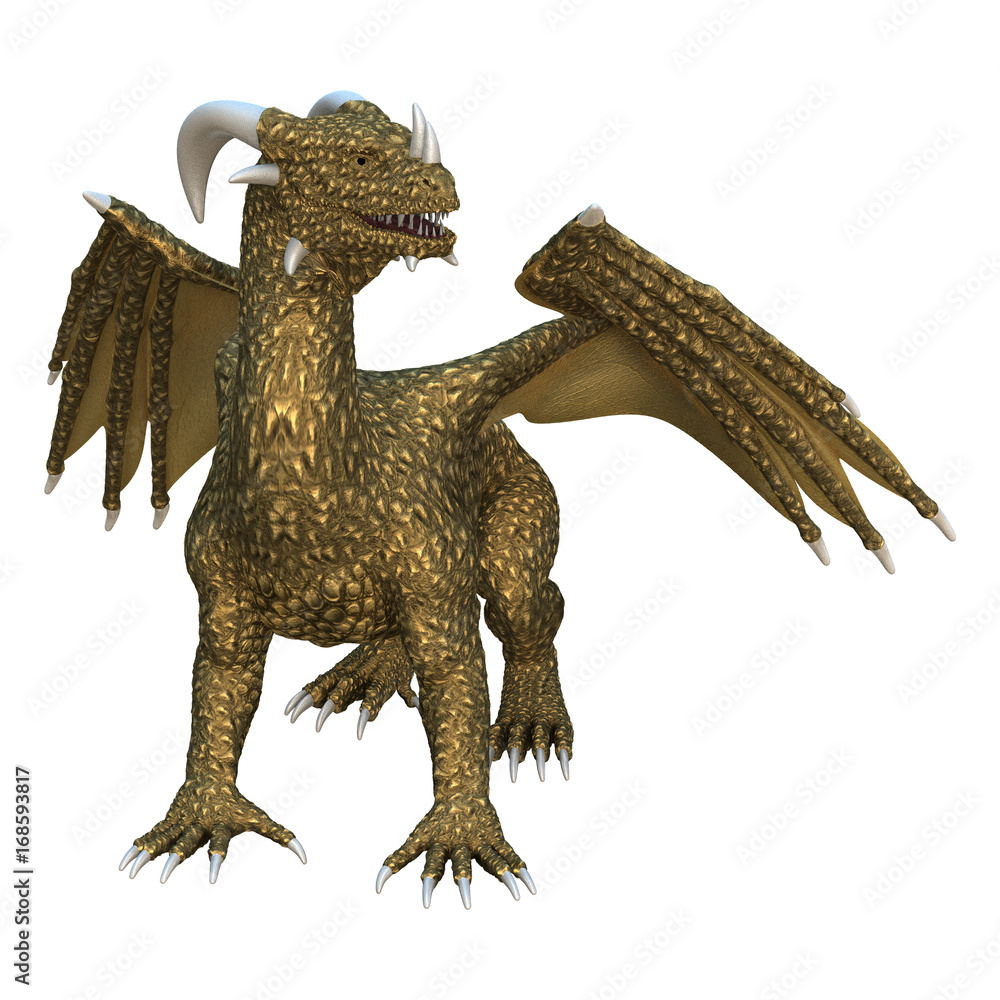 Obraz premium 3D Rendering Fantasy Dragon on White