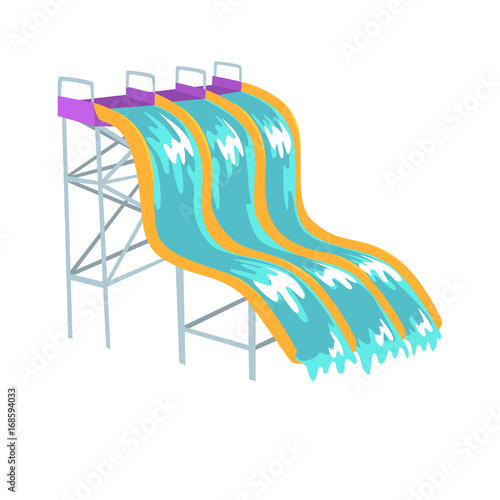 Water slides, aquapark equipment cartoon vector Illustration