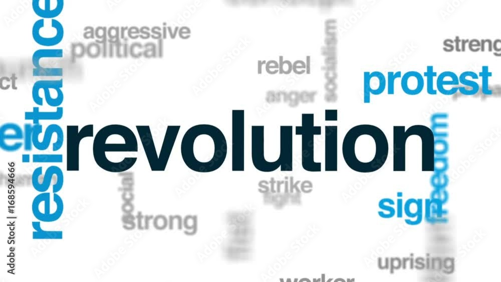 Revolution animated word cloud, text design animation. Revolution animated word cloud, text design animation.