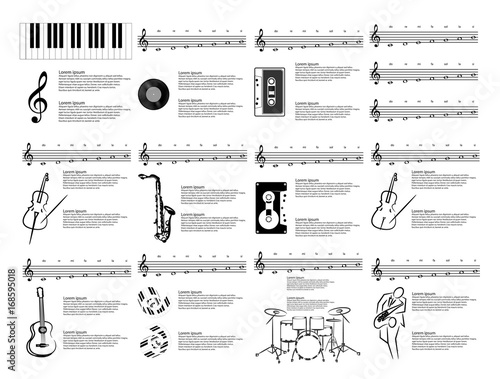 Musical instruments icons photo realistic vector