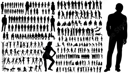  collection of silhouettes of people men and women photo