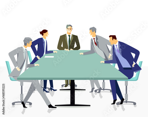 Sitzung und Diskussion mit Mitarbeitern