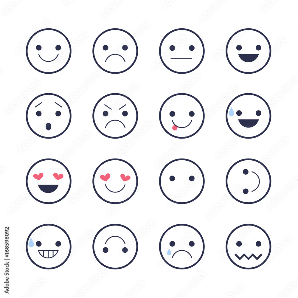 Set emotions icons for applications and chat. Emoticons with different emotions isolated on white background. Set emotions icons for applications and chat. Emoticons with different emotions isolated on white background.