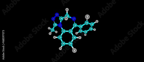 Triazolam molecular structure isolated on black photo