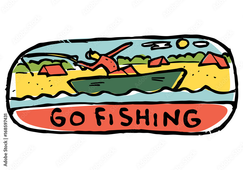 Fishing colored illustration