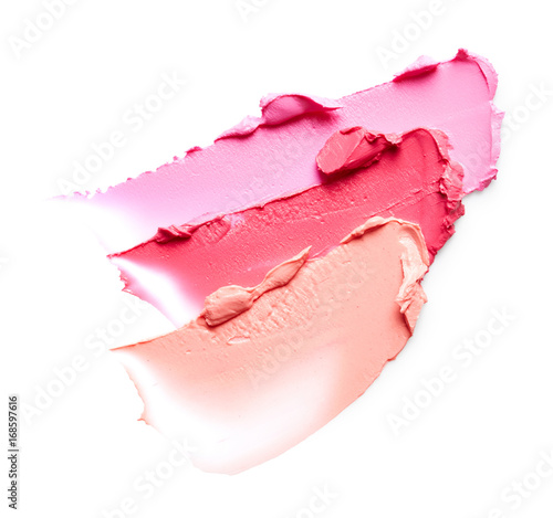 Lipstick strokes isolated on white background