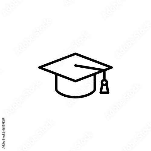 graduation cap line black icon